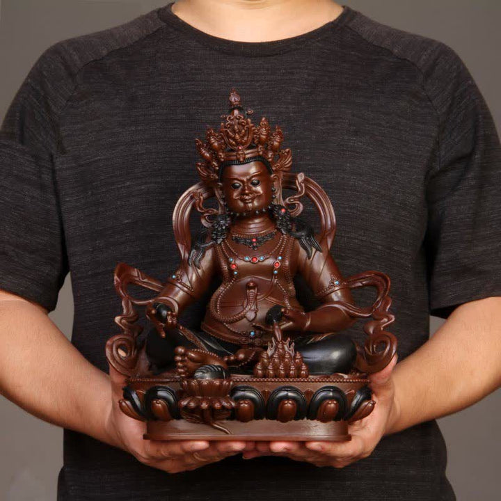 Buddha Statue Jambhala Gelb Kupfer Wohlstand Deko