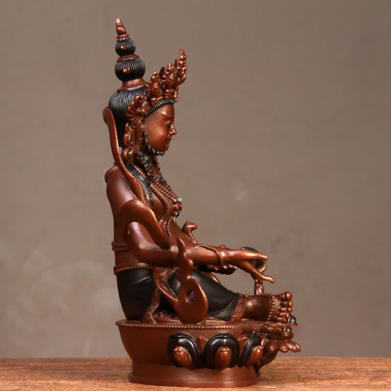 Buddha Statue Jambhala Gelb Kupfer Wohlstand Geschenk