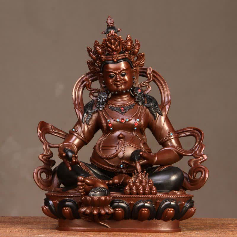 Buddha Statue Jambhala Gelb Kupfer Wohlstand Glücksbringer