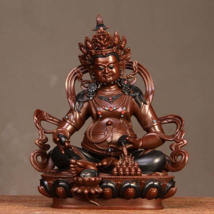 Buddha Statue Jambhala Gelb Kupfer Wohlstand Glücksbringer