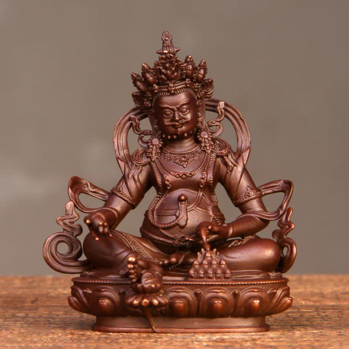 Buddha Statue Jambhala Gelb Kupfer Wohlstand Symbol