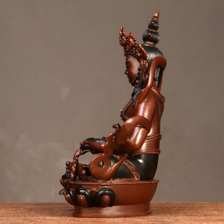 Buddha Statue Jambhala Gelb Kupfer Wohlstand Wohnzimmer