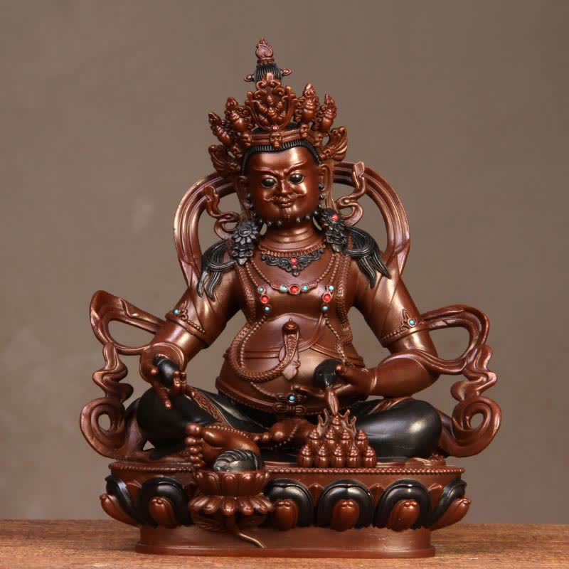 Buddha Statue Jambhala Gelb Kupfer Wohlstand