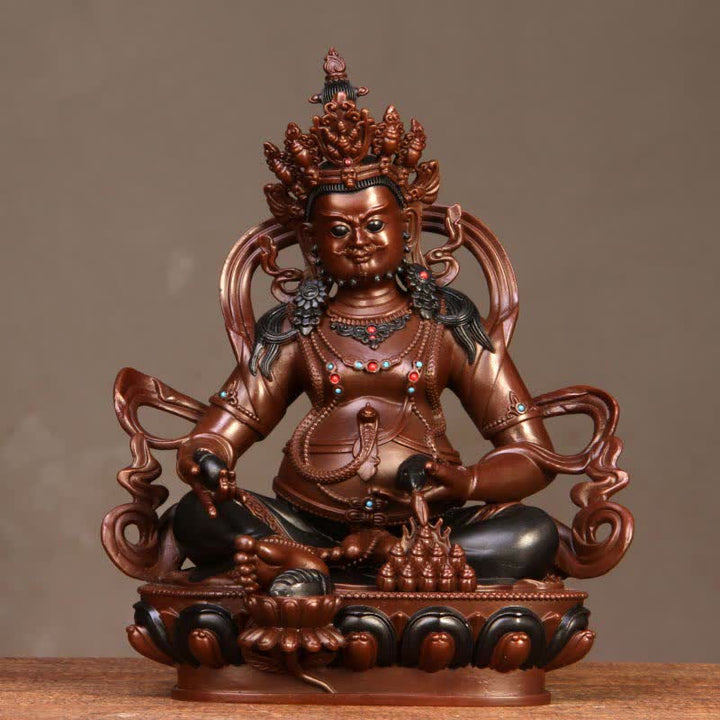 Buddha Statue Jambhala Gelb Kupfer Wohlstand