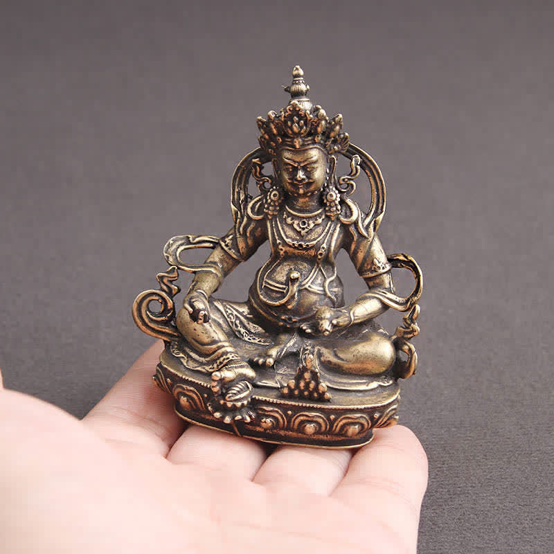 Buddha Statue Jambhala Kupfer Gelb Deko