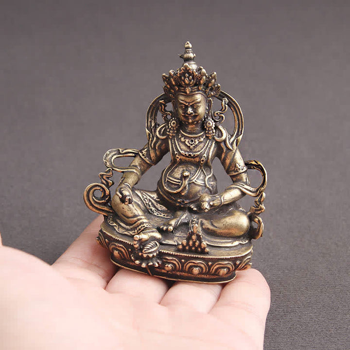 Buddha Statue Jambhala Kupfer Gelb Deko