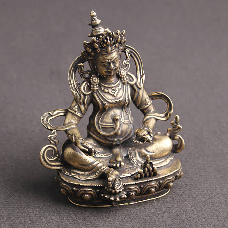 Buddha Statue Jambhala Kupfer Gelb Feng Shui
