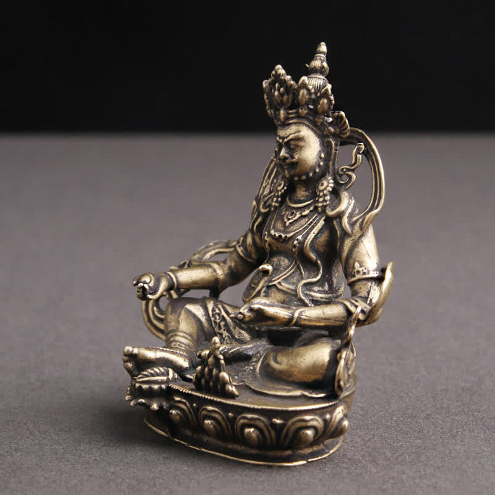 Buddha Statue Jambhala Kupfer Gelb Symbol