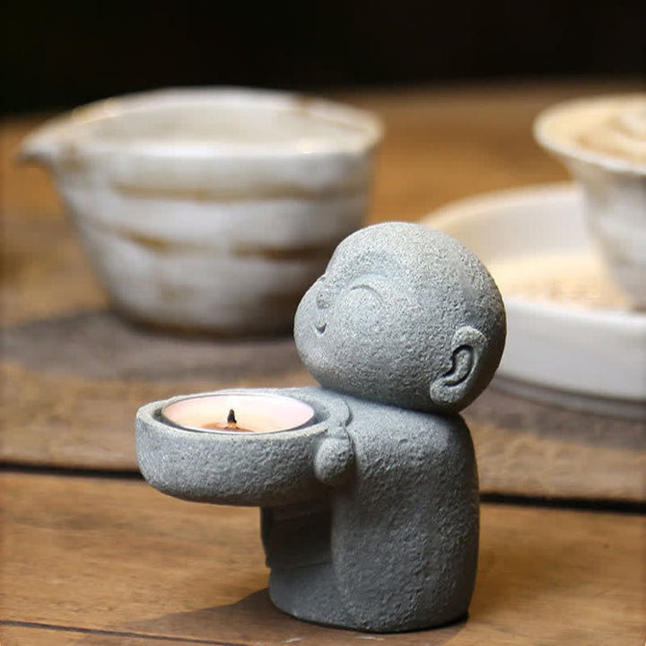 Buddha Statue Kerzenhalter Harz Meditation Feng Shui