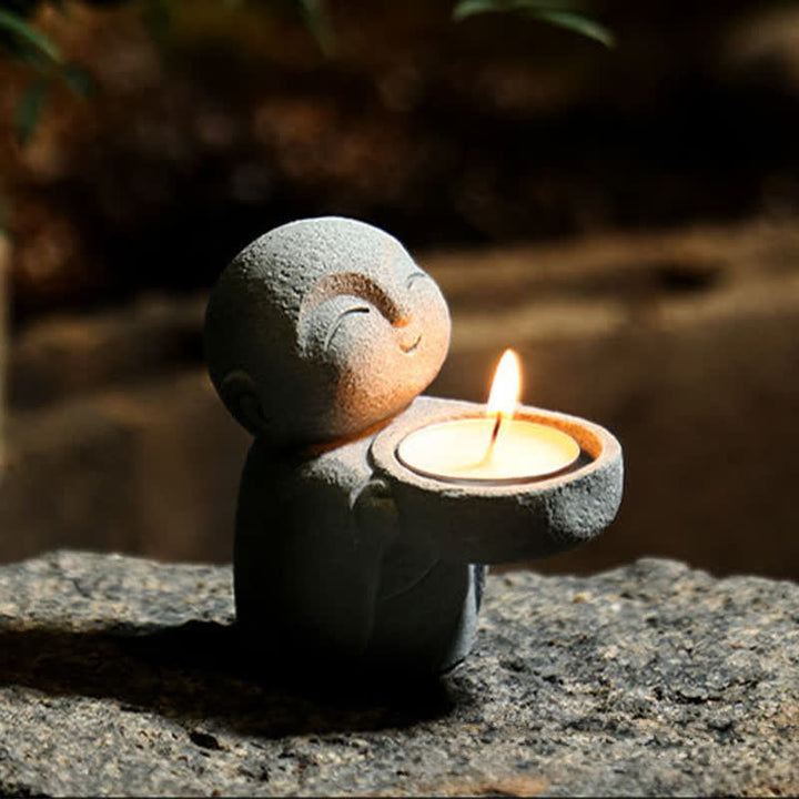 Buddha Statue Kerzenhalter Harz Meditation