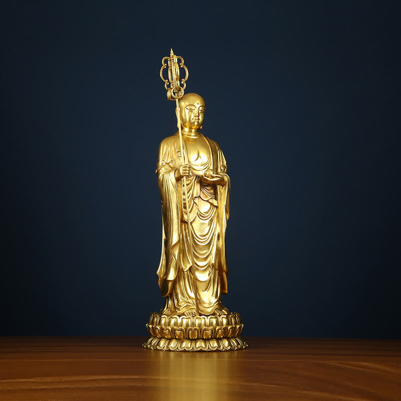 Buddha Statue Ksitigarbha Bodhisattva Kupfer Deko