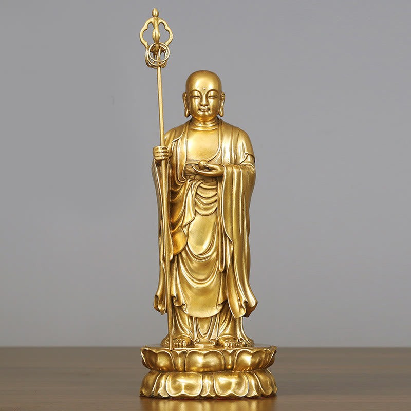 Buddha Statue Ksitigarbha Bodhisattva Kupfer Glücksbringer