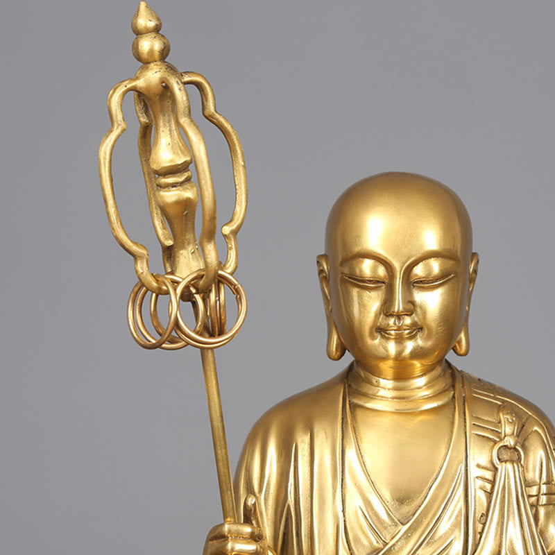 Buddha Statue Ksitigarbha Bodhisattva Kupfer Symbol