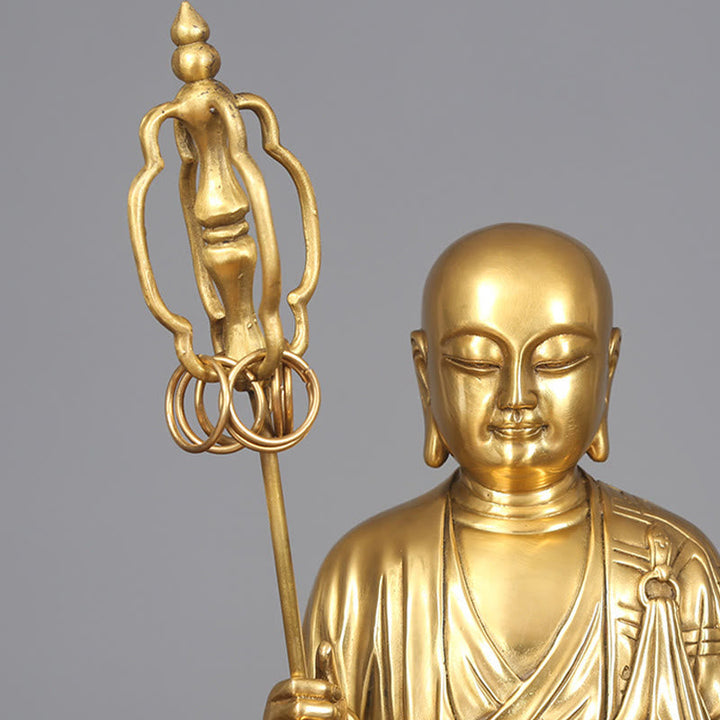 Buddha Statue Ksitigarbha Bodhisattva Kupfer Symbol