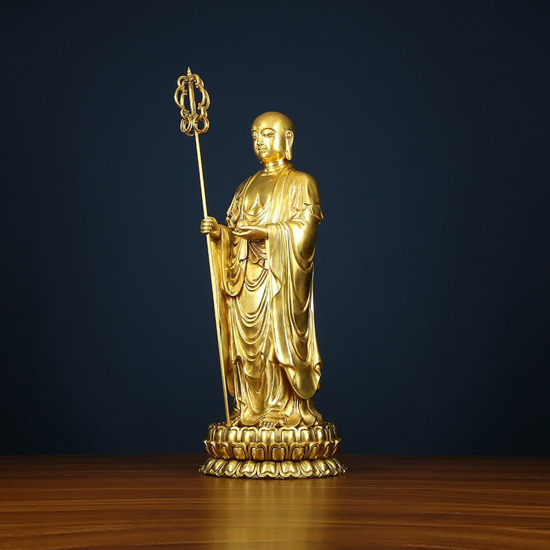 Buddha Statue Ksitigarbha Bodhisattva Kupfer Wohnzimmer