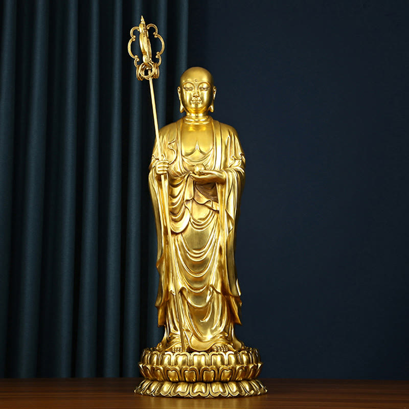 Buddha Statue Ksitigarbha Bodhisattva Kupfer