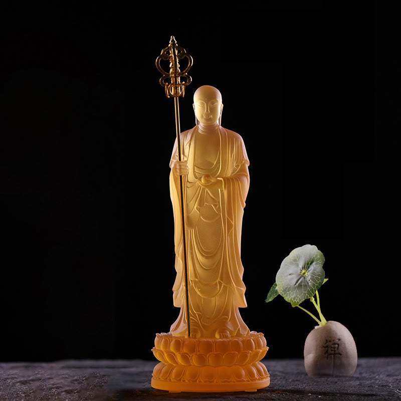 Buddha Statue Ksitigarbha Liuli Kristall Feng Shui