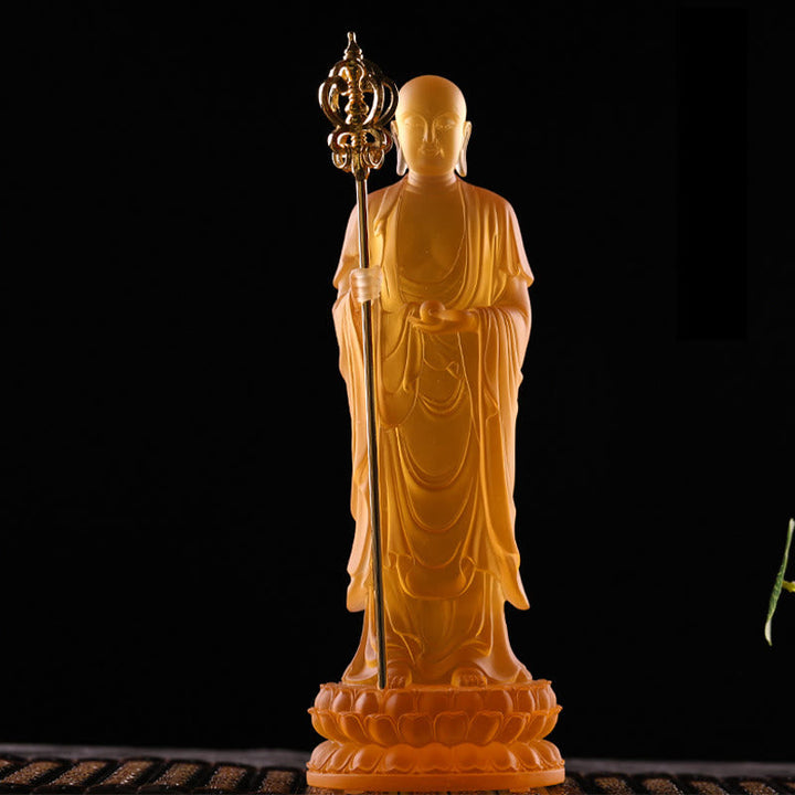Buddha Statue Ksitigarbha Liuli Kristall Glücksbringer
