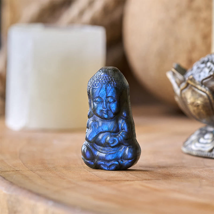 Buddha Statue Labradorit Naturstein Heilung