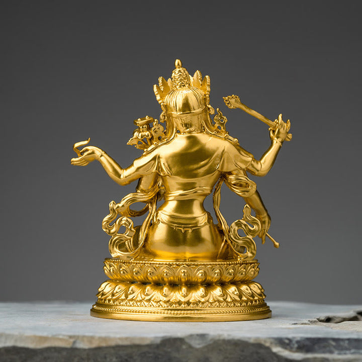 Buddha Statue Manjushri Kupfer Gold Mitgefühl Deko