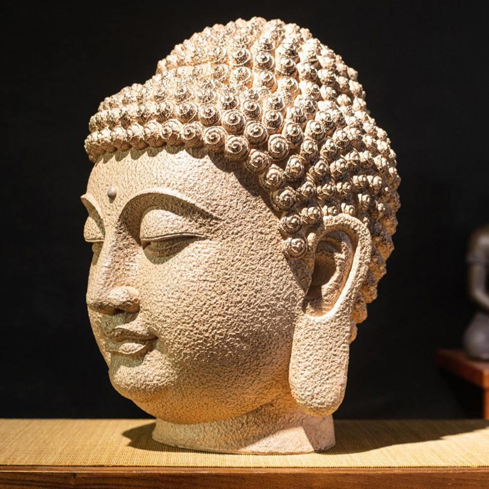 Buddha-Statue Meditation Kopf Harz Zen Glücksbringer
