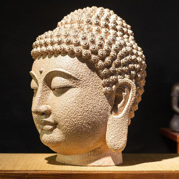 Buddha-Statue Meditation Kopf Harz Zen Glücksbringer