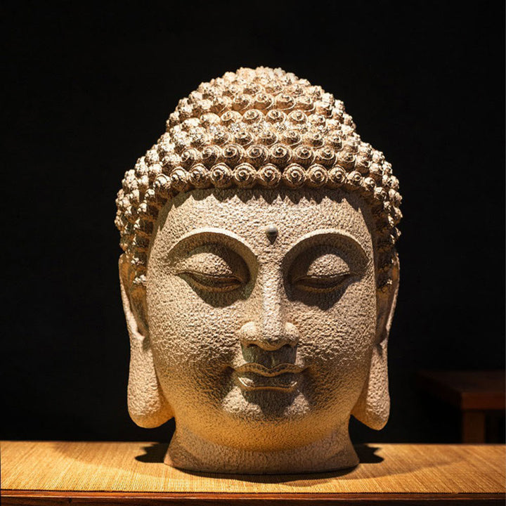 Buddha-Statue Meditation Kopf Harz Zen Wohnzimmer