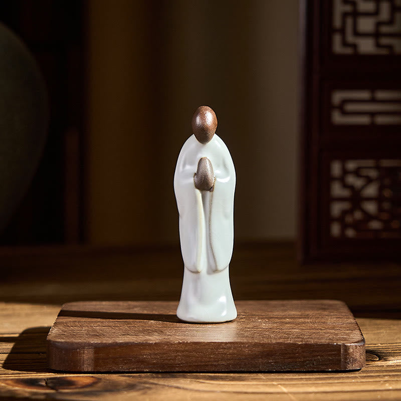 Buddha Statue Mönch Keramik Serenität Deko