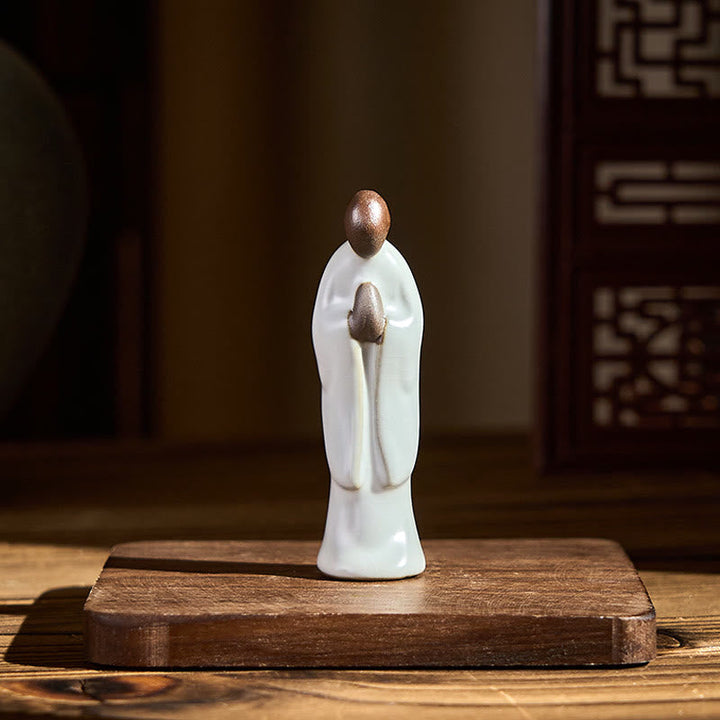 Buddha Statue Mönch Keramik Serenität Deko