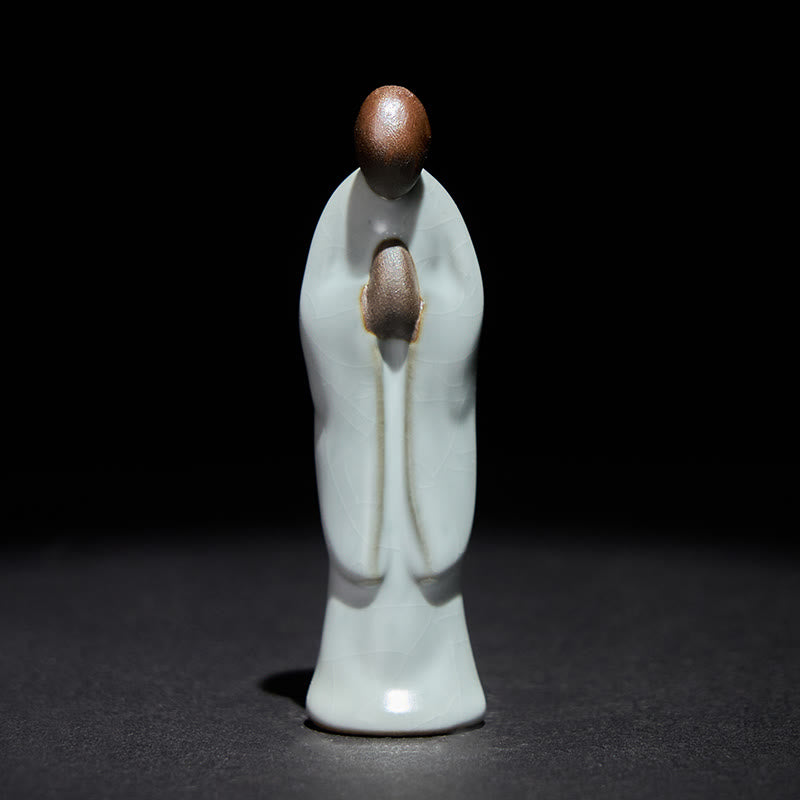 Buddha Statue Mönch Keramik Serenität Feng Shui