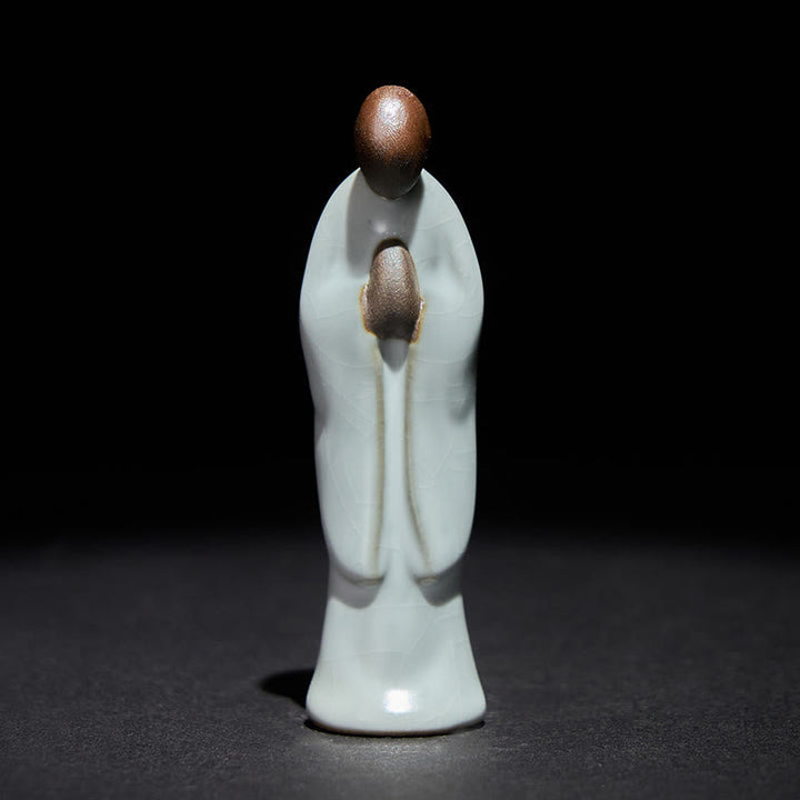 Buddha Statue Mönch Keramik Serenität Feng Shui