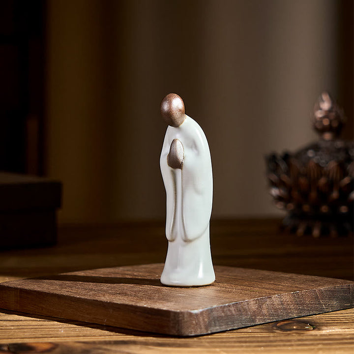 Buddha Statue Mönch Keramik Serenität Geschenk