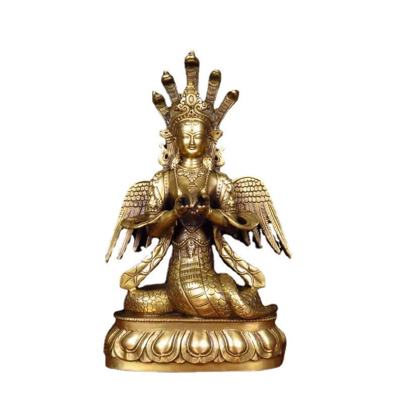 Buddha Statue Nuwa Schlangenfee Kupfer Schutz Glücksbringer