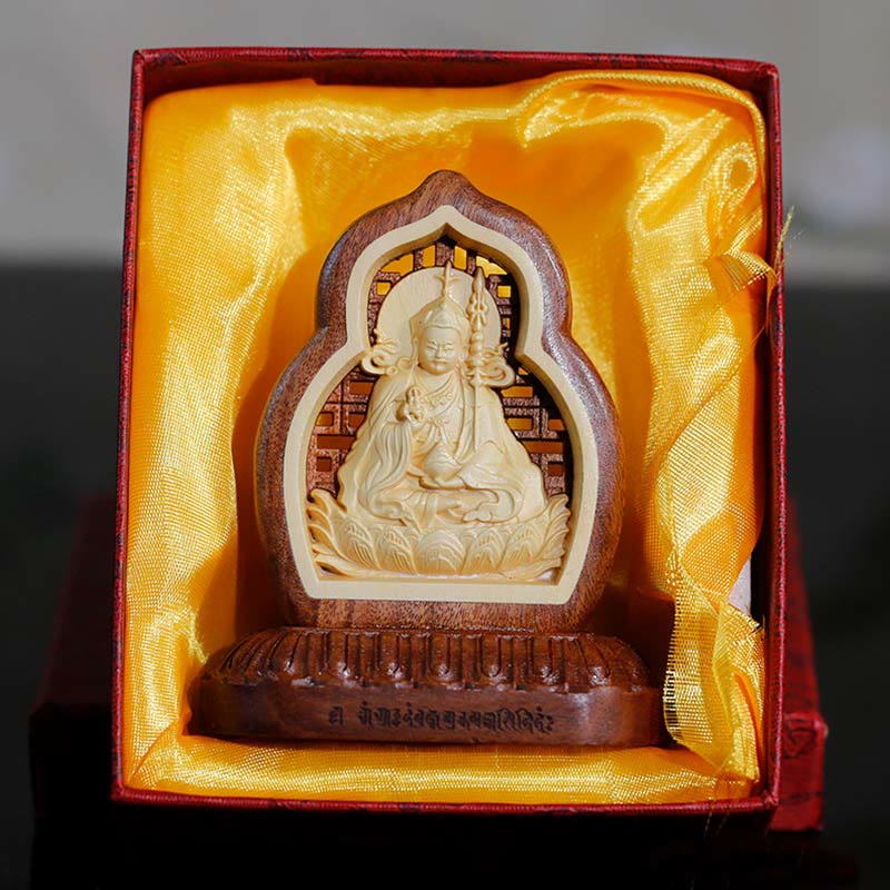 Buddha Statue Padmasambhava Holz Geschnitzt Feng Shui