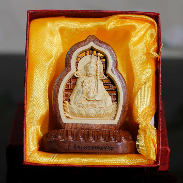 Buddha Statue Padmasambhava Holz Geschnitzt Feng Shui