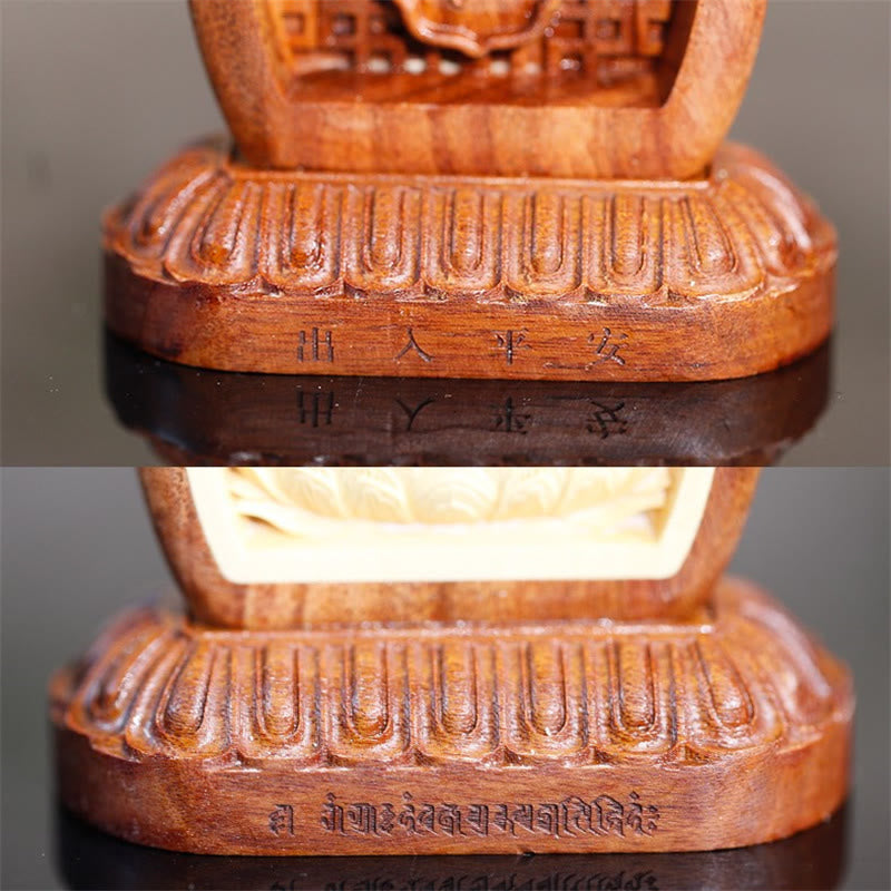 Buddha Statue Padmasambhava Holz Geschnitzt Geschenk