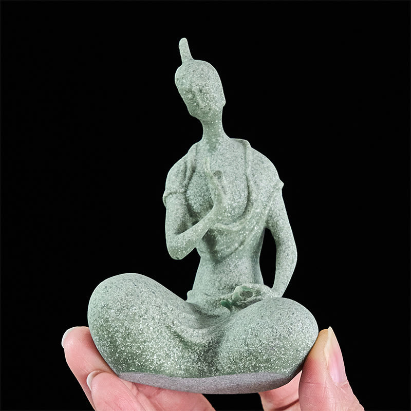 Buddha Statue Sandstein Lauschend Zen Symbol