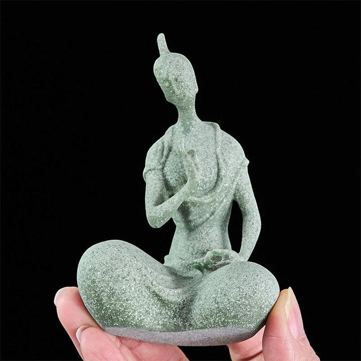 Buddha Statue Sandstein Lauschend Zen Symbol