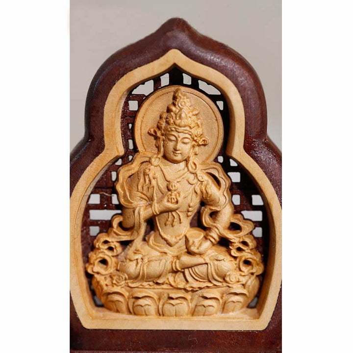 Buddha Statue Vajrasattva Holz Geschnitzt Wohnzimmer