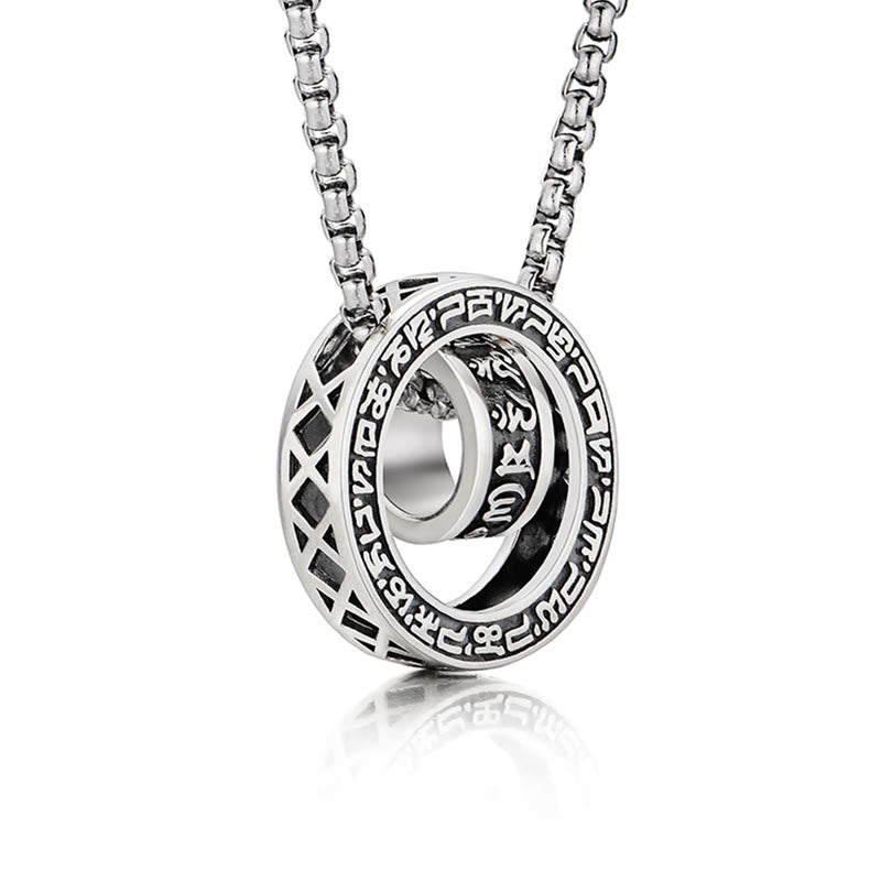 Anhänger Kette Tibetischer Gelassenheit Silber Doppelring