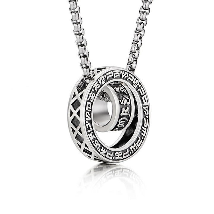 Anhänger Kette Tibetischer Gelassenheit Silber Doppelring