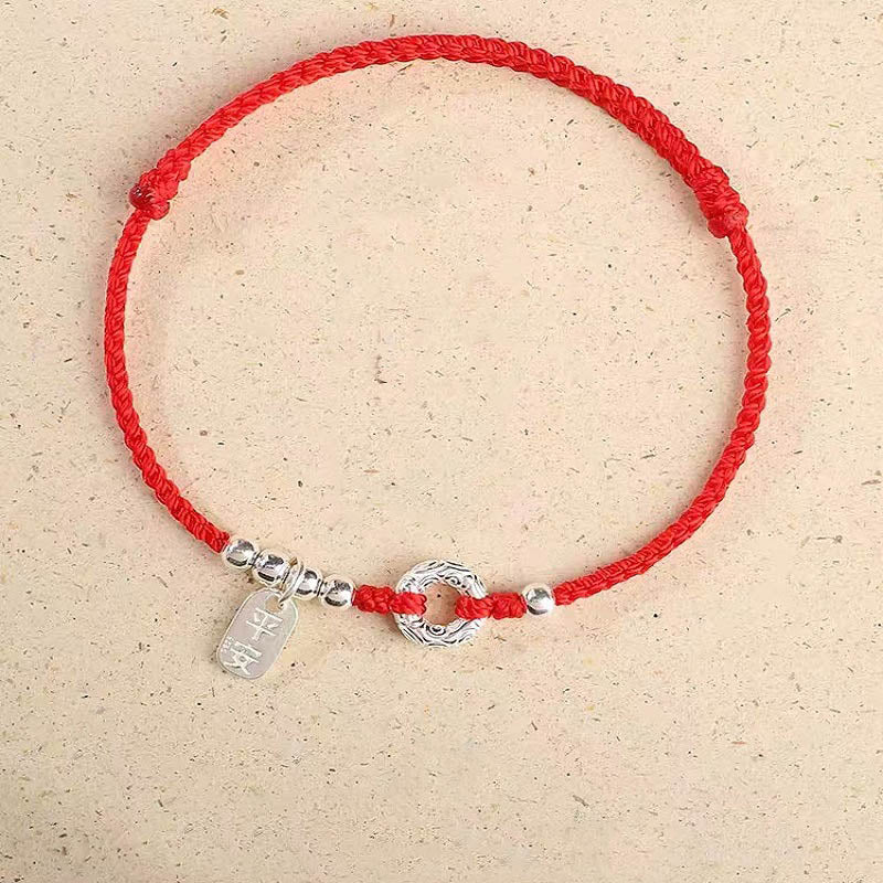 Rotes Armband 925 Silber – Frieden mit Charms elastisch getragen