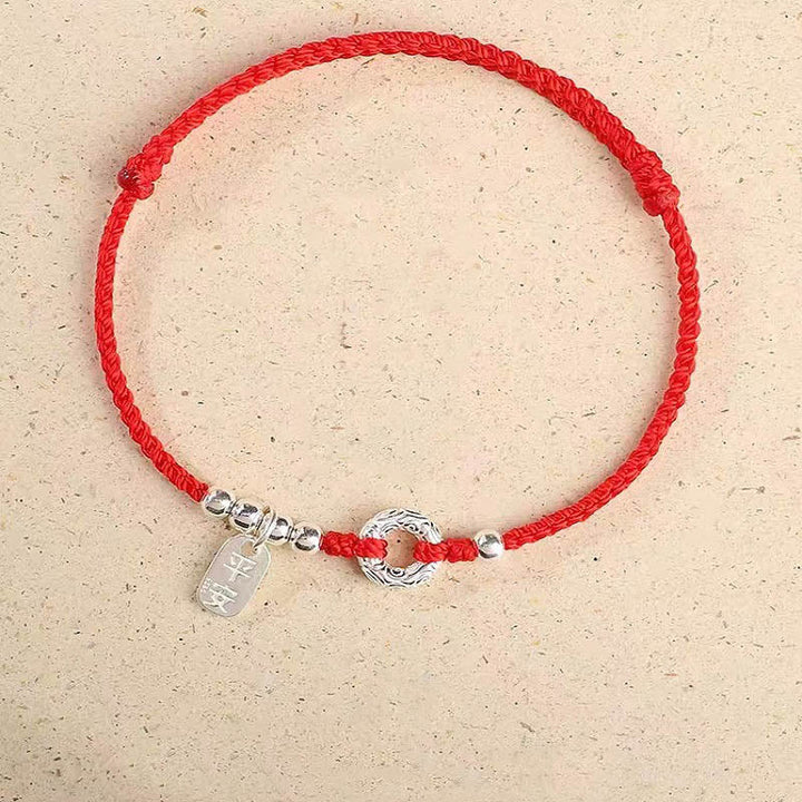 Rotes Armband 925 Silber – Frieden mit Charms elastisch getragen