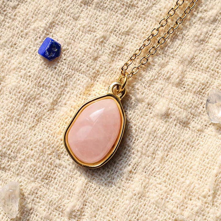 Kette Aventurin Amethyst Rosenquarz – Segen – Bild 12 – Rosenquarz Kette Anhänger gold vergoldet tropfenform rosa Stein