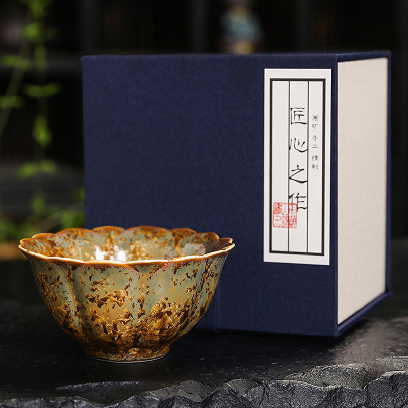 Matcha Schale Keramik Braun Bunt 110 ml mit Geschenkbox