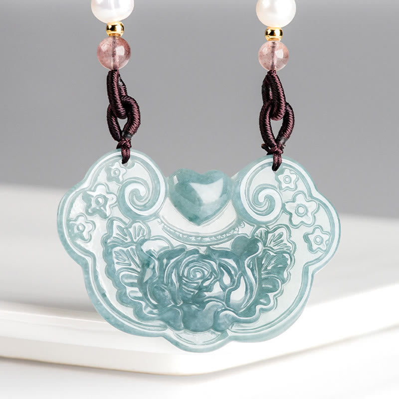 Jade Anhänger Kette Wohlstand Edelstein Schmuck