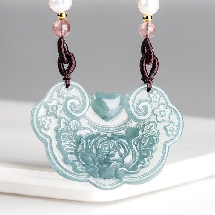 Jade Anhänger Kette Wohlstand Edelstein Schmuck