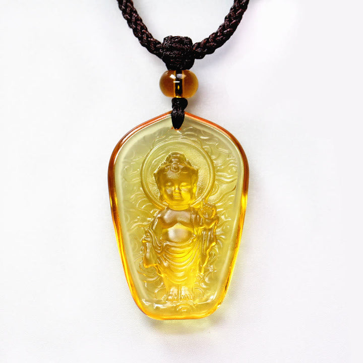 Kette 10529669906771, Buddha Anhänger, Bernstein, Schutz, Glück