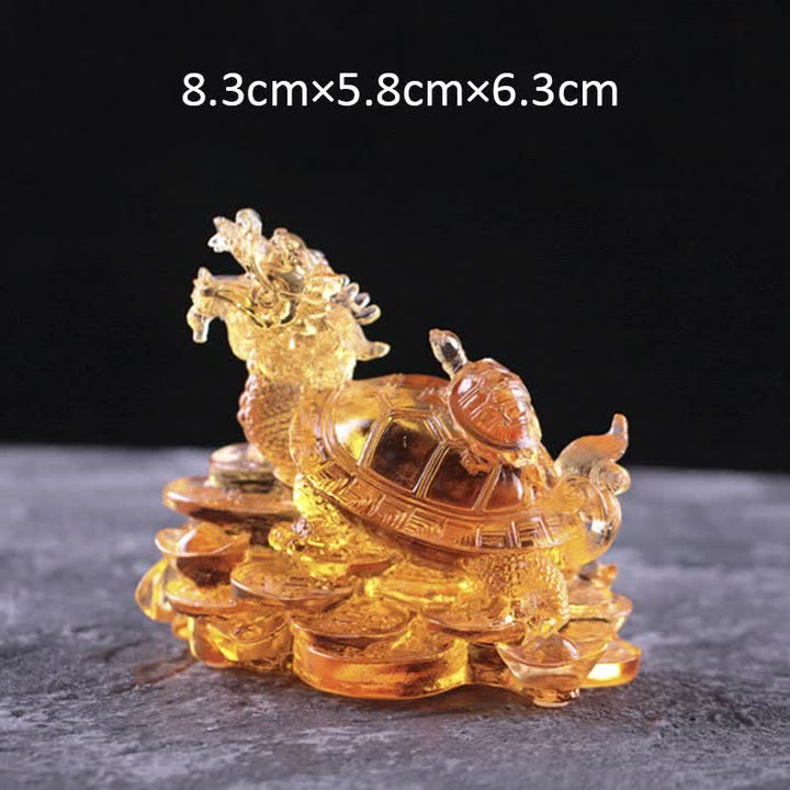 Figur Drachenschildkröte Münzen Reichtum Liuli Gold / Klein