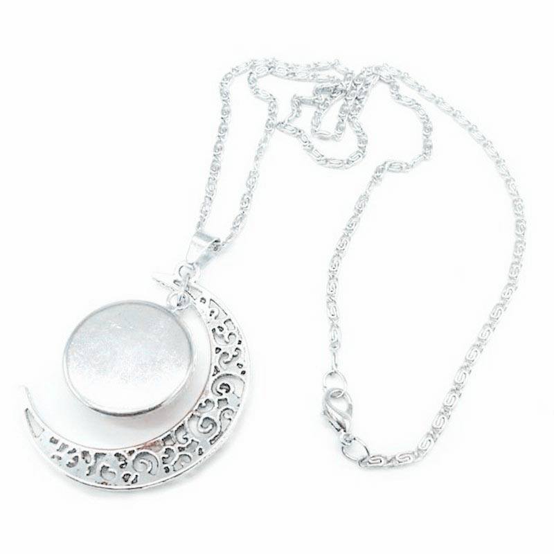 Silber Kette Mond Anhänger Obsidian Sternzeichen Schutz Harmonie